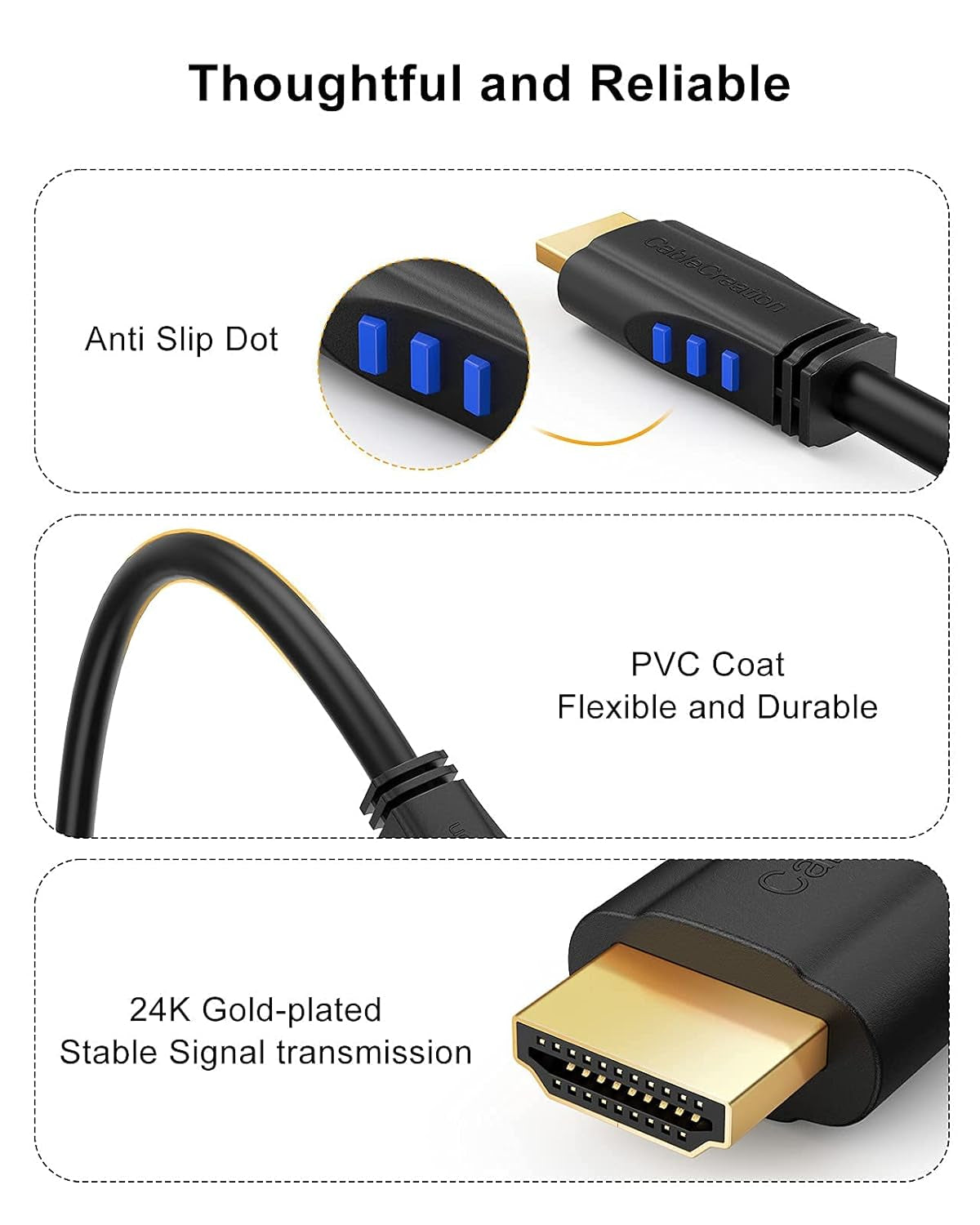 4K HDMI Cable,  6 Feet Right Angle 270 Degree Vertical Right 4K HDMI Cable, Support 4K Ultra HD, 3D Video, Ethernet, Audio Return Channel, Black